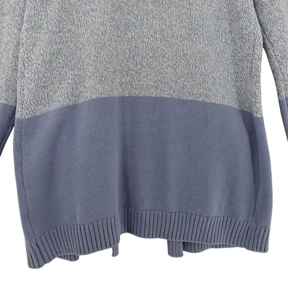 Tahari XL Blue Cream Colorblock Hooded Cardigan - Picture 8 of 13